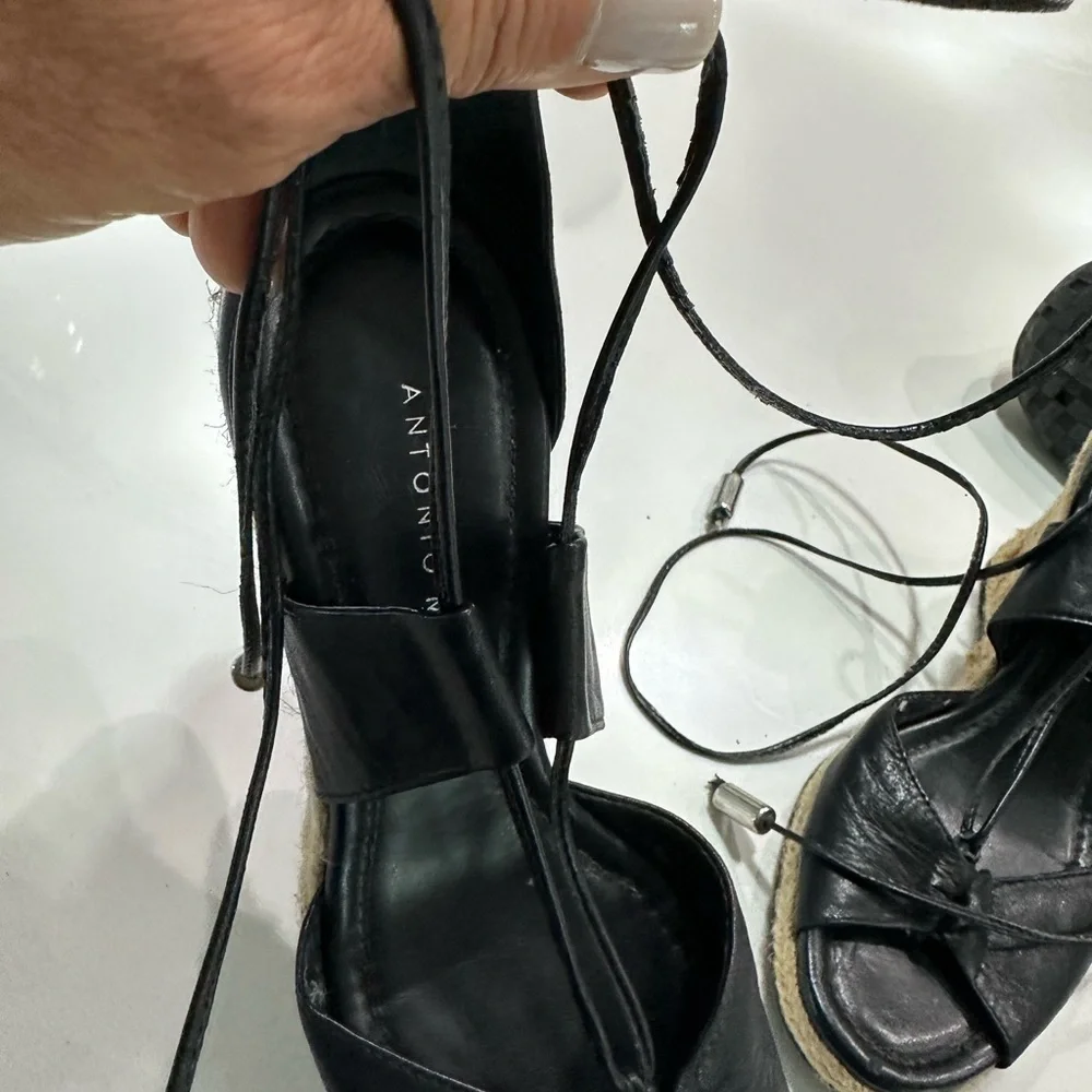 ANTONIO‎ MELANI Black Espadrille Shoes with Strappy Design